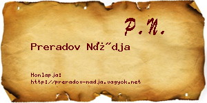 Preradov Nádja névjegykártya